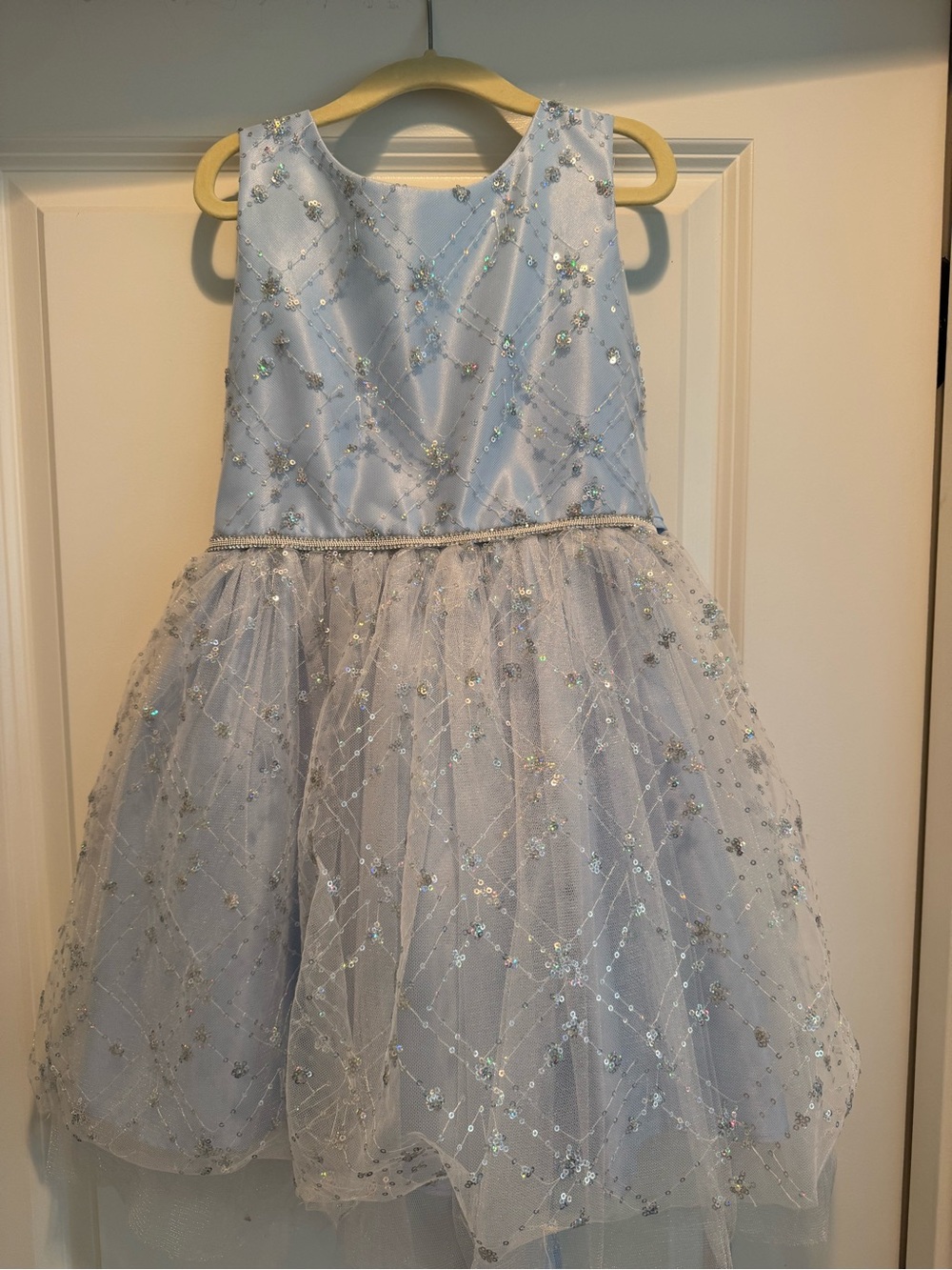 Light Blue Sequin Tulle Girls' Party Dress